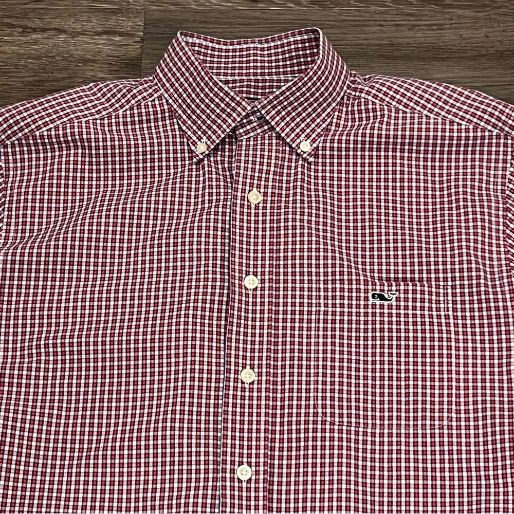 Vineyard‎ Vines Men's CLASSIC FIT TUCKER Red Plaid Long Sleeve Oxford Medium